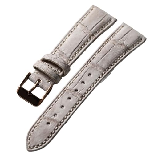 MCNVNEFSAW Krokodillederarmband 20MM * 16MM Grau Weiß Schnellverschluss Herrenarmband Lederarmband Uhrenarmband(B rose gold,19mm) von MCNVNEFSAW