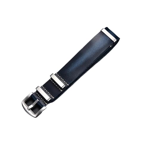 MCNVNEFSAW Lederarmband 18mm 20mm 22mm 24mm Vintage Armband Rindsleder Handgelenkriemen Ersatzzubehör Uhrenarmband Uhrenarmband(Blue(silver),24mm) von MCNVNEFSAW