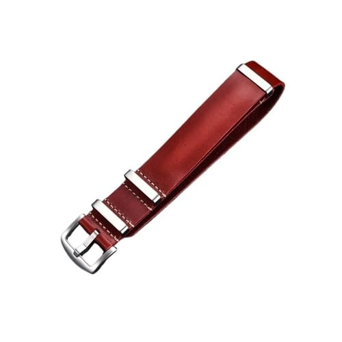 MCNVNEFSAW Lederarmband 18mm 20mm 22mm 24mm Vintage Armband Rindsleder Handgelenkriemen Ersatzzubehör Uhrenarmband Uhrenarmband(Red(silver),24mm) von MCNVNEFSAW