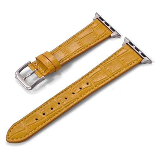 MCNVNEFSAW Lederarmband passend for Uhrenarmbänder 46 mm 42 mm 45 mm 41 mm 38 mm 40 mm 49 mm Verschluss(Yellow,38 40 41mm-S10 42mm) von MCNVNEFSAW