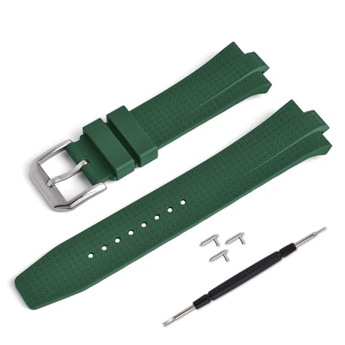 MCNVNEFSAW Luxuriöses 9-mm-Taucharmband aus Gummi im Schnellverschluss-Stil for konvexem Ende Verschluss(FKM-Green) von MCNVNEFSAW