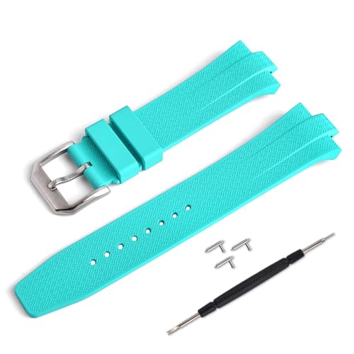 MCNVNEFSAW Luxuriöses 9-mm-Taucharmband aus Gummi im Schnellverschluss-Stil for konvexem Ende Verschluss(FKM-Light Blue) von MCNVNEFSAW