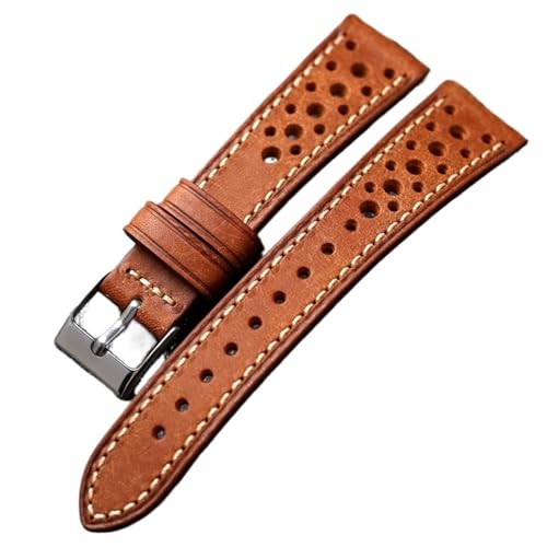 MCNVNEFSAW Passend for antike Uhrenarmbänder 18 20 22 MM, weich, atmungsaktiv, erste Schicht Rindslederarmband, handgefertigtes Herrenarmband Uhrenarmband(Brown,22mm) von MCNVNEFSAW