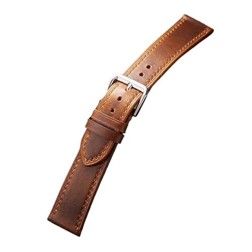 MCNVNEFSAW Retro Echtlederarmband Ölwachsverfärbung Rindslederarmband 18/19/20/21/22mm Business-Uhrenarmband Verschluss(Light brown,19mm) von MCNVNEFSAW