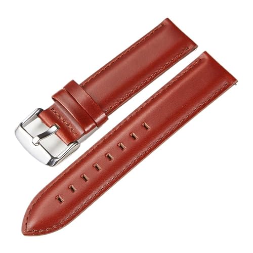 MCNVNEFSAW Uhrenarmbänder, 22 mm Uhrenarmband, Lederarmband, Schnellverschluss, Federsteg, 20 mm Uhrenarmband, passend for Samsung Galaxy Watch Uhrenarmband(Red-silver buckle,22mm) von MCNVNEFSAW