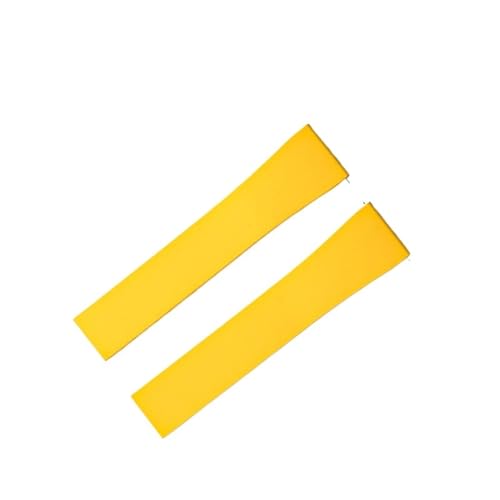 MCNVNEFSAW Uhrenarmband 18 19 20 21 22 mm Schnellverschluss-Schmetterlingsschnalle Uhrenarmbänder Armband for Zuschneiden Verschluss(Yellow,20MM_SILVER BUCKLE) von MCNVNEFSAW