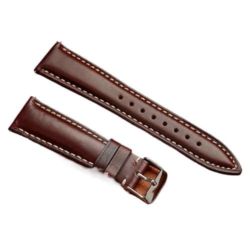 MCNVNEFSAW Uhrenarmband 18 mm 19 20 21 22 Schnellverschluss Herren Damen Armband Uhrenarmband(Red Brown,21mm) von MCNVNEFSAW