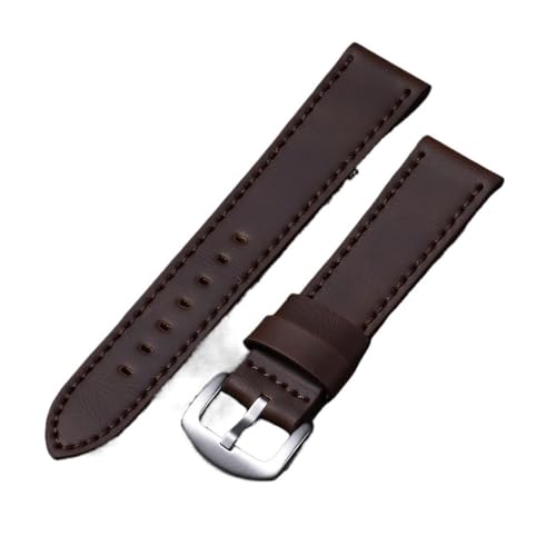 MCNVNEFSAW Uhrenarmband Sport Vintage Lederarmband Edelstahlschnalle Uhrenzubehör 18mm 20mm 22mm 24mm Uhrenarmband(Dark Brown,24mm) von MCNVNEFSAW