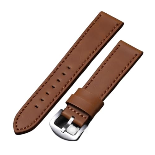 MCNVNEFSAW Uhrenarmband Sport Vintage Lederarmband Edelstahlschnalle Uhrenzubehör 18mm 20mm 22mm 24mm Uhrenarmband(Light Brown,24mm) von MCNVNEFSAW