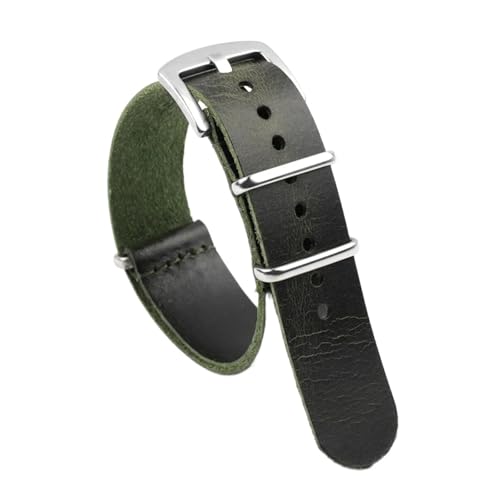 MCNVNEFSAW Uhrenarmband aus echtem Leder, 18 mm, 20 mm, 22 mm, 24 mm, geplatztes Riss, Herren-Armband, Ersatzarmband, Uhrenzubehör Uhrenarmband(Dark green,24mm) von MCNVNEFSAW