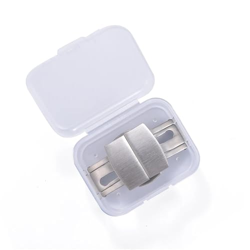 MCNVNEFSAW Universal-Uhrenarmband, 16 mm, 18 mm, Stahl, Schmetterlingsschnalle, Schnellverschluss, Faltschließe, modisch, bequeme Passform for Männer und Frauen Verschluss(Silver Buckle,16mm) von MCNVNEFSAW