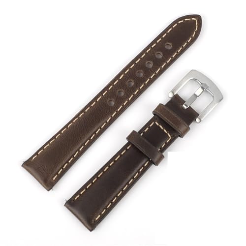 MCNVNEFSAW Vintage Echtleder Uhrenarmbänder Herren Damen Armband 18 19 20 21 22mm Handgefertigtes Uhrenarmband for Edelstahlschnalle Uhrenarmband(Coffee,19MM_M-120 80MM) von MCNVNEFSAW