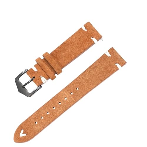 MCNVNEFSAW Wildleder-Uhrenarmband 20 mm 22 mm passend for Samsung-Armband passend for Huawei-Armband Uhrenarmband(Yellow brown,22mm) von MCNVNEFSAW