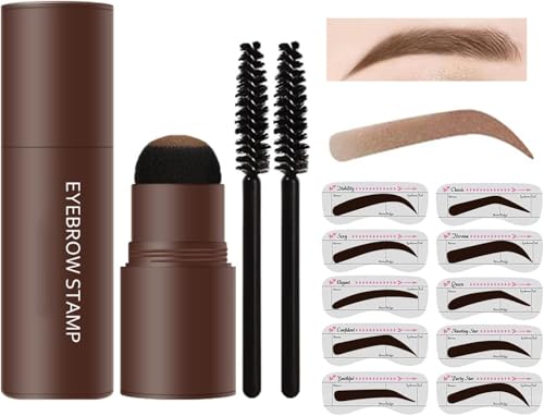 Augenbrauen-Stempel-Set – Langanhaltendes Augenbrauenpuder (inkl. Pinsel), wasserfest und wischfest, Haaransatzpuder, inklusive 10 wiederverwendbaren Stempelvorlagen von MCNZNJONV