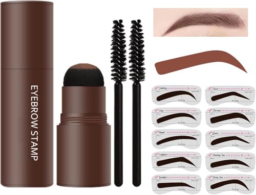 Augenbrauen-Stempel-Set – Langanhaltendes Augenbrauenpuder (inkl. Pinsel), wasserfest und wischfest, Haaransatzpuder, inklusive 10 wiederverwendbaren Stempelvorlagen von MCNZNJONV