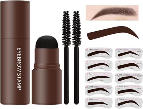 Augenbrauen-Stempel-Set – Langanhaltendes Augenbrauenpuder (inkl. Pinsel), wasserfest und wischfest, Haaransatzpuder, inklusive 10 wiederverwendbaren Stempelvorlagen von MCNZNJONV