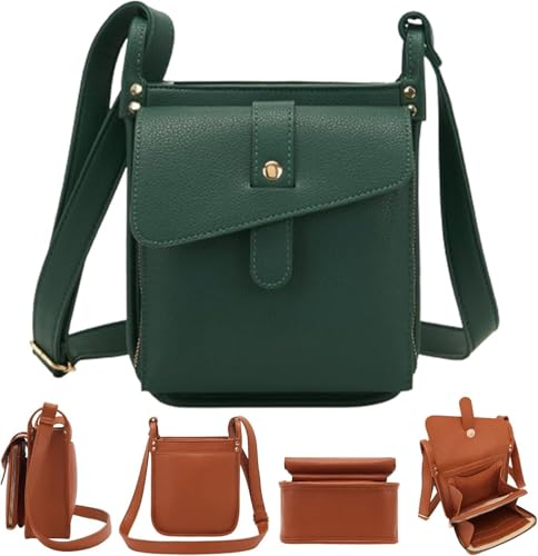 MCNZNJONV Kleine Umhängetasche aus echtem Leder für Damen, Schultertasche mit mehreren Fächern, RFID-Schutz, Reißverschluss und mehreren separaten Fächern, Damen-Ledertasche von MCNZNJONV