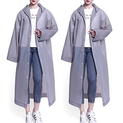 MCOLAFU 2 Stück Regenponcho,Regenmantel Regenponcho Herren Damen Wasserdicht, EVA Regenjacke Unisex Wiederverwendbar Regenmantel Poncho Regenbekleidung Regencape für Wandern Camping Radfahren von MCOLAFU