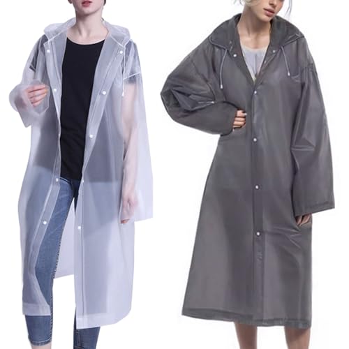 MCOLAFU 2 Stück Regenponcho,Regenmantel Regenponcho Herren Damen Wasserdicht, EVA Regenjacke Unisex Wiederverwendbar Regenmantel Poncho Regenbekleidung Regencape für Wandern Camping Radfahren von MCOLAFU