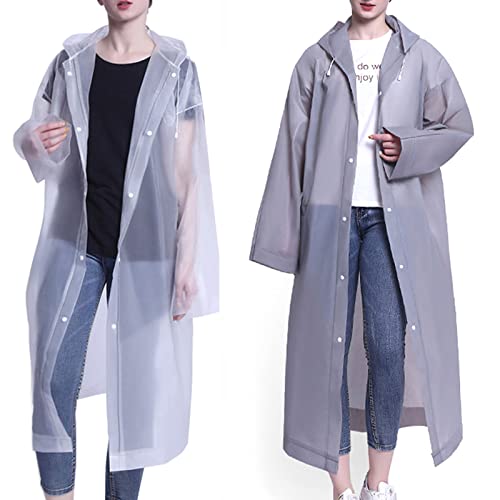 MCOLAFU 2 Stück Regenponcho,Regenmantel Regenponcho Herren Damen Wasserdicht, EVA Regenjacke Unisex Wiederverwendbar Regenmantel Poncho Regenbekleidung Regencape für Wandern Camping Radfahren von MCOLAFU