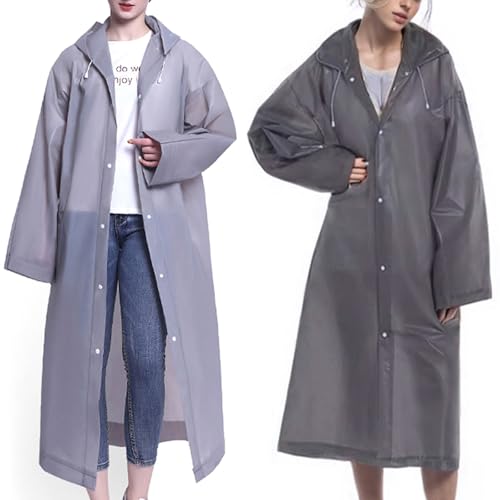 MCOLAFU 2 Stück Regenponcho,Regenmantel Regenponcho Herren Damen Wasserdicht, EVA Regenjacke Unisex Wiederverwendbar Regenmantel Poncho Regenbekleidung Regencape für Wandern Camping Radfahren von MCOLAFU