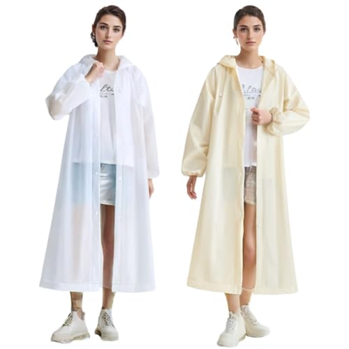 MCOLAFU 2 Stück Regenponcho,Regenponcho Eva Herren Damen Wasserdicht, Regenjacke Unisex Wiederverwendbar Regenmantel Poncho Regenbekleidung Regencape für Wandern Camping Radfahren Reisen von MCOLAFU