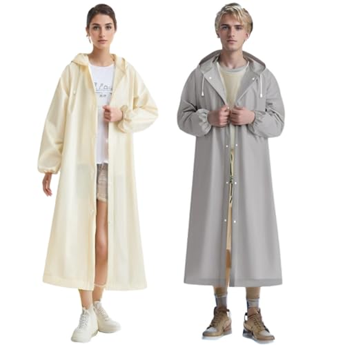 MCOLAFU 2 Stück Regenponcho,Regenponcho Eva Herren Damen Wasserdicht, Regenjacke Unisex Wiederverwendbar Regenmantel Poncho Regenbekleidung Regencape für Wandern Camping Radfahren Reisen von MCOLAFU