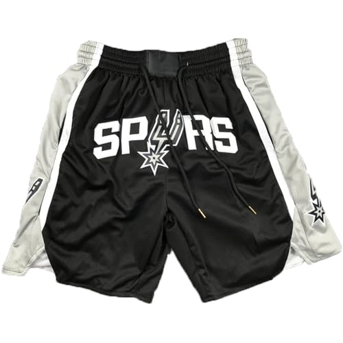 Herren Spurs Basketball Shorts, hohe Elastizität, atmungsaktive Sporthose, Basketball Trainings Shorts, schnell trocknend, mit Taschen(A,2XL) von MCQOmcil