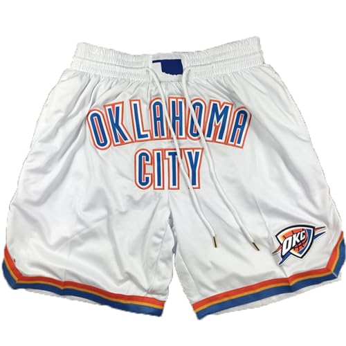 MCQOmcil Herren NBA Thunder Basketball Shorts hochelastische atmungsaktive Sporthose(1,L) von MCQOmcil