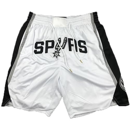 MCQOmcil Herren Spurs Basketball Shorts, hohe Elastizität, atmungsaktive Sporthose, Basketball Trainings Shorts, schnell trocknend, mit Taschen(B,M) von MCQOmcil
