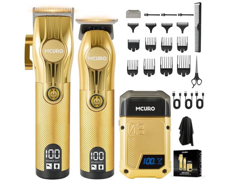 MCURO Haarschneider Elektrisch Profi,Haarschneidemaschine Barttrimmer Set für Herren, mit 12 Kammaufsätzen, Haar- und Bartschneider Wasserdicht & Kabellos mit LED-Akku von MCURO