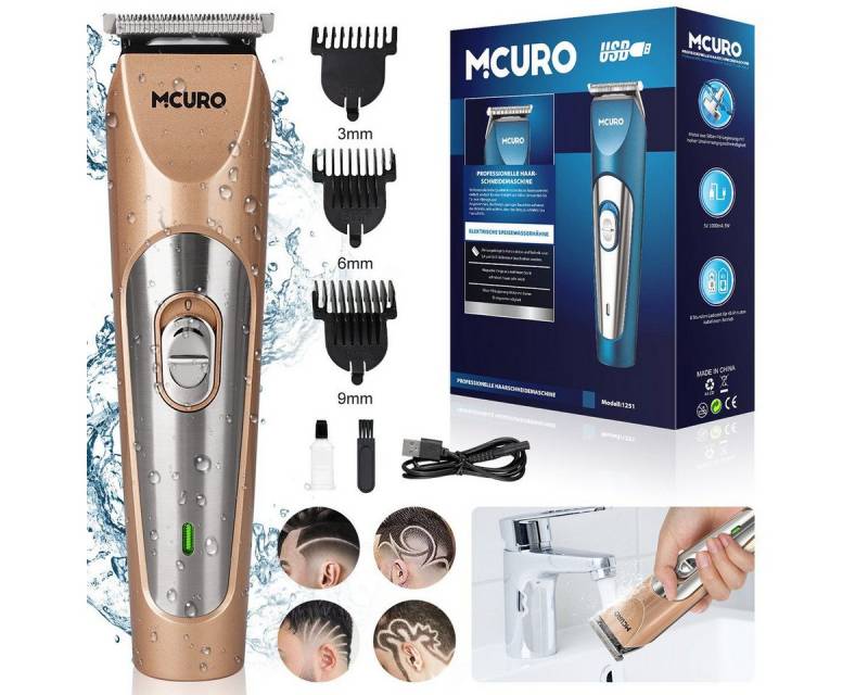 MCURO Haarschneider Haarschneidemaschine Haartrimmer Barttrimmer, Konturenschneider für Männer mit 3 Kamm und LCD Anzeige von MCURO