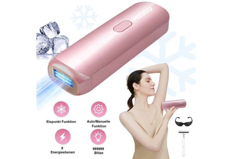 MCURO IPL-Haarentferner IPL-Haarentfernungsgerät mit Eiskühlungsfunktion, 999,999 Lichtimpulse, 9 Energiestufen Hohe Energiedichte von 15 J / 3,3 cm², Haarentfernung Laser für Männer, Frauen, Achseln, Beine, Körper von MCURO