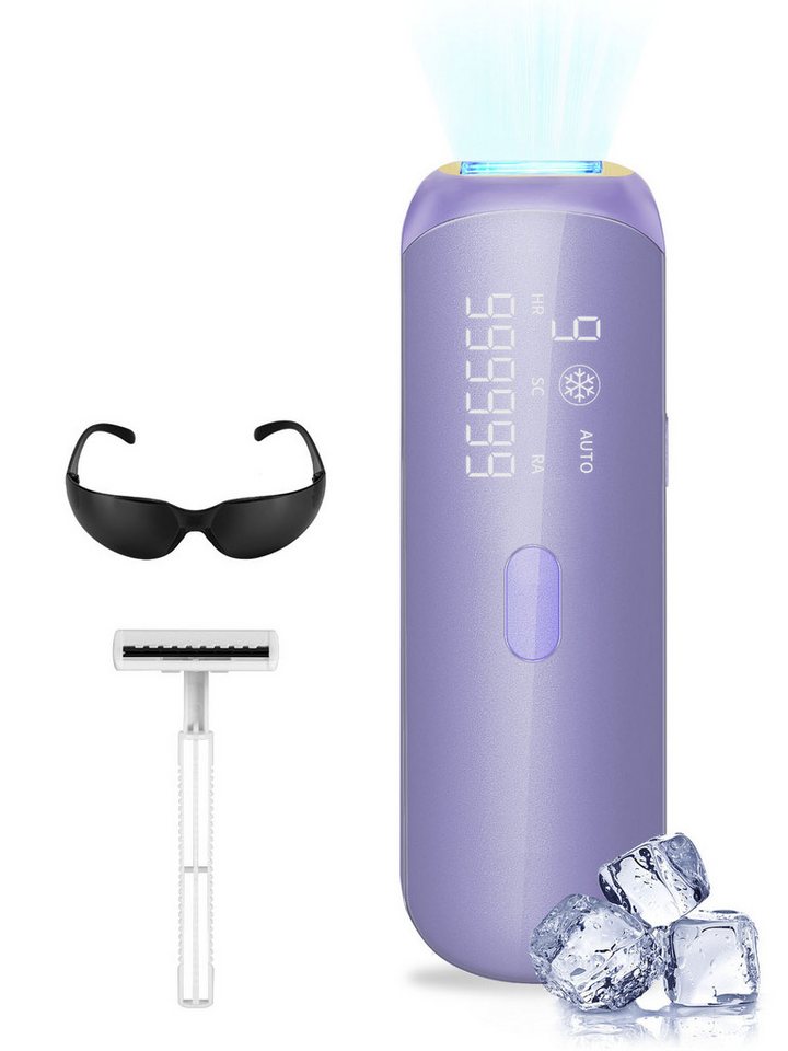 MCURO IPL-Haarentferner mit Eiskühlungsfunktion, Schmerzfrei & Hautfreundlich, 999999 Lichtimpulse, Effektive Laser-Haarentfernung 15J/3,3cm² & 510-1200nm Wellenlänge, IPL-Haarentfernungsgerät für Männer, Frauen, Achseln, Beine, Körper von MCURO