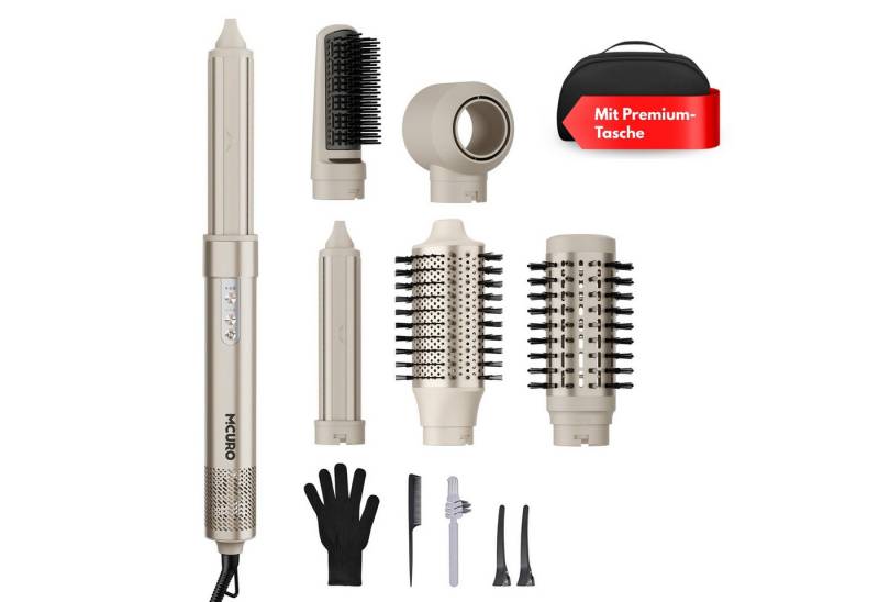 MCURO Lockenstab 6-in-1 Warmluftbürste Set Haartrockner mit Lockenstab 110,000 U/min, Keramik-Beschichtung, Airstyler mit 32mm automatischer Lockenstab,One-Step Volumiser von MCURO