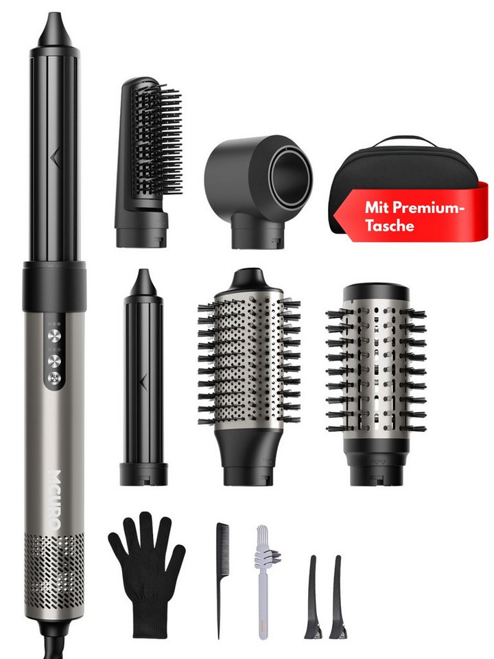 MCURO Warmluftbürste 6-in-1 Haarstyler & Haartrockner 110,000 U/min,Kein Hitzeschaden, Airstyler mit 32mm automatischer Lockenstab,One-Step Volumiser von MCURO