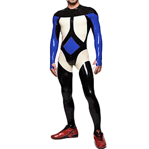 Latex Rubber Sports Hübsche Männer Lokomotive Catsuit Enger Bodysuit Größe XXS-XXL,XXL von MCWJ