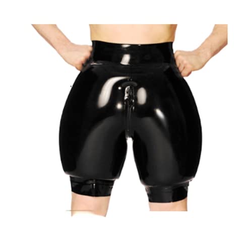 MCWJ Schwarze aufblasbare Sexy Latex Boxershorts mit Reißverschluss vorne Gummi Boy Shorts Unterhose Unterwäsche Hose,blau,XXL von MCWJ