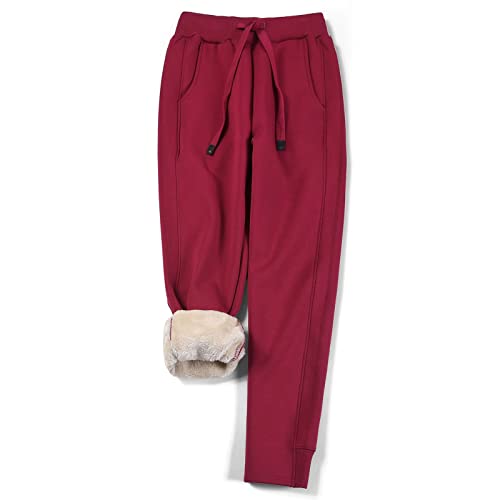 MCWJDSD Damen Lammfell-Thermo-Fleece-Baggy-Jogginghose Sherpa-Jogginghose (Color : Red, Size : XXL) von MCWJDSD