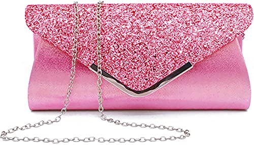 MCWTH Abendtasche Clutch Geldbörsen für Damen, Damen, Hochzeit, Abschlussball, Party, Glitzer, Pailletten, Schultertaschen, rose pink, Small von MCWTH