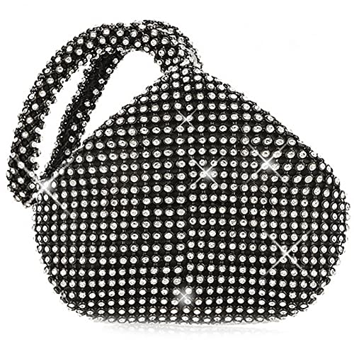 MCWTH Damen Abendtasche Clutch Strass Geldbörse Bling Glitzer Handtaschen für Hochzeit Party Abschlussball, Schwarz , Small von MCWTH