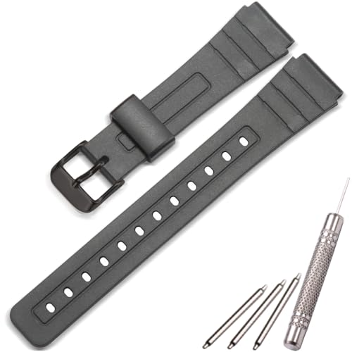 Harz Ersatzarmband kompatibel mit Casio F-91W F91W Wasserdichtes Uhrenband (Black band Black Clasp) von MCXGL