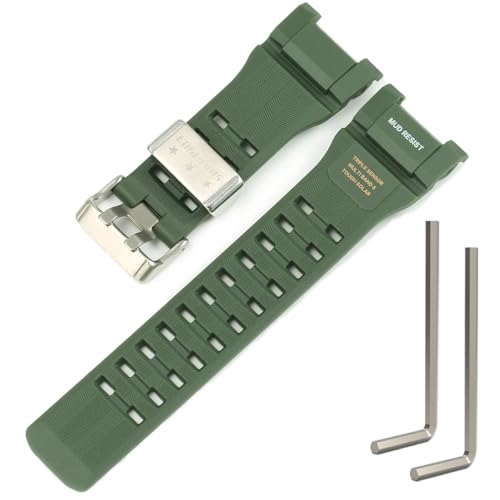 Harz Ersatzgurt Kompatibel mit Casio GWG-B1000 GWG-B1000-1AJF Master der G-Serie MUDMASTER Herren Uhr Band (Militarygreen) von MCXGL
