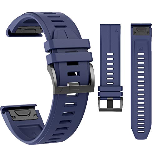 MCXGL Ersatz für Garmin Fenix 5X Sport Silikon Uhrenarmbänder Fenix 5X Plus/Fenix 5X / Fenix 3 / Fenix 3 HR 26mm Marineblau von MCXGL