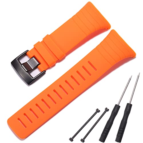 MCXGL Ersatzarmband kompatibel mit Suunto Core All Black Watch Band Wasserdicht Sport Gummi Band 22mm Orange von MCXGL