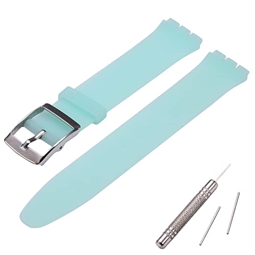 MCXGL Silikon Ersatzarmband Ultra-Thin Damenuhrband Kompatibel mit Swatch Skin Serie Uhrenarmband (16mm) (Baby blau) von MCXGL