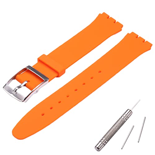 MCXGL Silikon Ersatzarmband Ultra-Thin Damenuhrband Kompatibel mit Swatch Skin Serie Uhrenarmband (16mm) (orange) von MCXGL