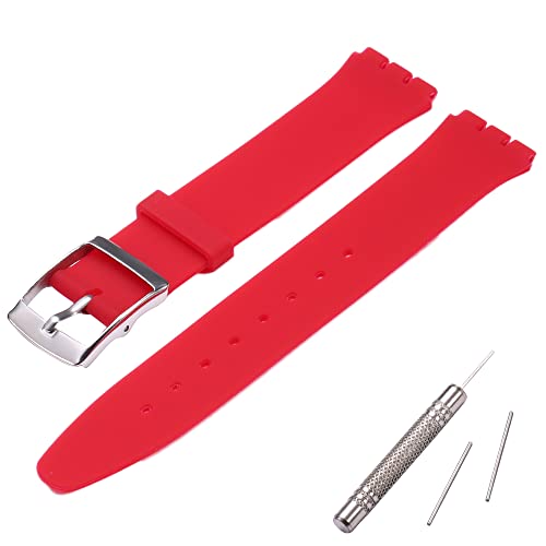 MCXGL Silikon Ersatzarmband Ultra-Thin Damenuhrband Kompatibel mit Swatch Skin Serie Uhrenarmband (16mm) (rot) von MCXGL