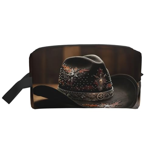 American West Rodeo Hat Kosmetiktasche für Damen, kleine Make-up-Tasche für Geldbörse, Make-up-Tasche, Reise-Make-up-Tasche mit Reißverschluss, American West Rodeo Hut, Einheitsgröße von MDATT