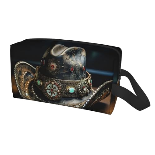 American West Rodeo Hat Kosmetiktasche für Damen, kleine Make-up-Tasche für Geldbörse, Make-up-Tasche, Reise-Make-up-Tasche mit Reißverschluss, American West Rodeo Hut 2, Einheitsgröße von MDATT